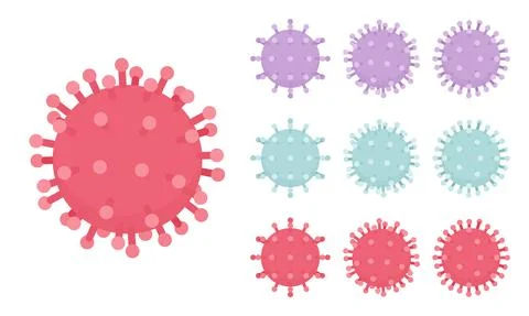 Virus structure, human coronavirus spike symbol set Stock Illustration