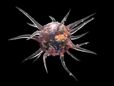 The virus surrounded the world Stockillustratie