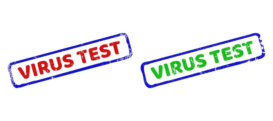VIRUS TEST Bicolor Rough Rectangle Watermarks with Corroded Textures Stock Illustration