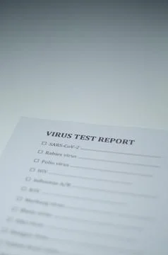 Virus Test Report Form with Checkboxes for Sarscov2 and Other Viruses Stock Photos