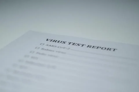 Virus Test Report Form for Sars Cov 2 Testing Stock Photos