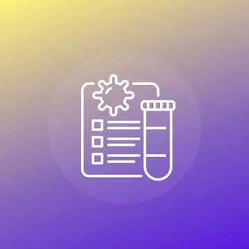 Virus testing icon wih lab sample, line vector design Stock Illustration