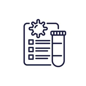 Virus testing line icon wih lab sample Stock Illustration