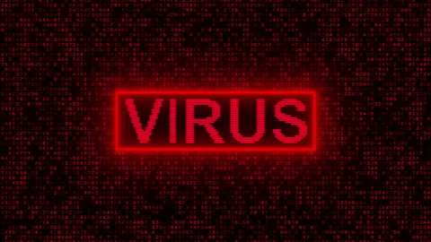 Virus Text Over Binary Code, Virus Over Computer Binary Background Stock Footage 337090428