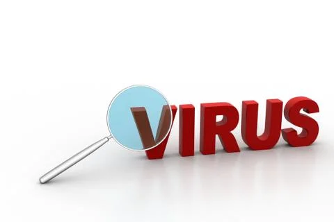 Virus text search with magnifier Free Stock Illustration