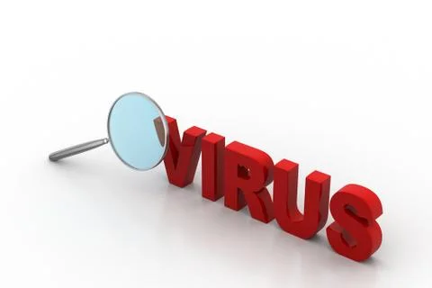 Virus text search with magnifier Free Stock Illustration