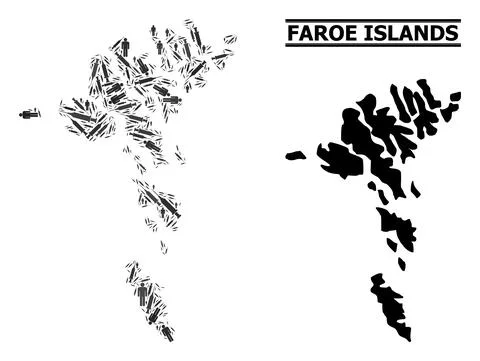 Virus Therapy Mosaic Map of Faroe Islands Stock Illustration