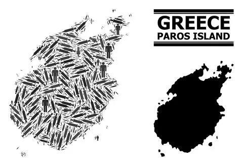 Virus Therapy Mosaic Map of Paros Island 库存插图