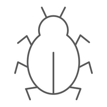 Virus thin line icon, security and internet Illustrazione stock