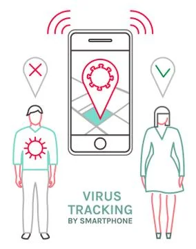 Virus tracking location application Stock Illustration