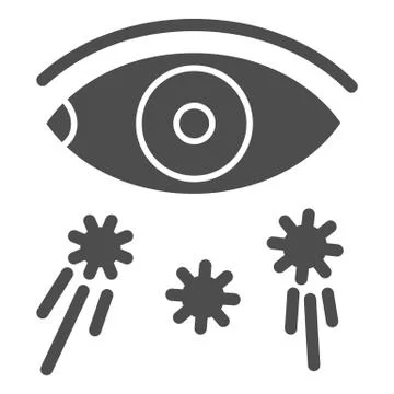 Virus transmission and eye solid icon, covid-19 prevention concept, virus Stock Illustration