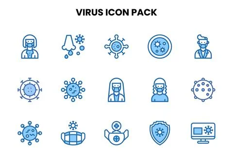 Virus Two Colour Bundle Icons Pack Stock Illustration