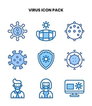 Virus Two Colour Design Icons Pack Stock Illustration