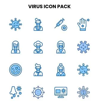 Virus Two Colour Set Icons Pack Stockillustratie