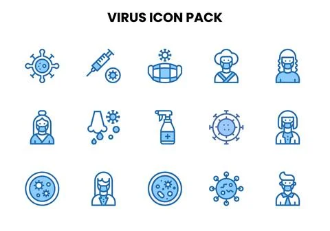 Virus Two Colour Vector Icons Pack Stock Illustration