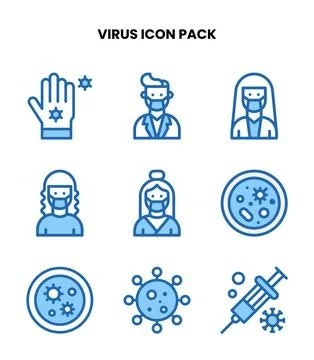 Virus Two Colour Vector Icons Pack Stock Illustration