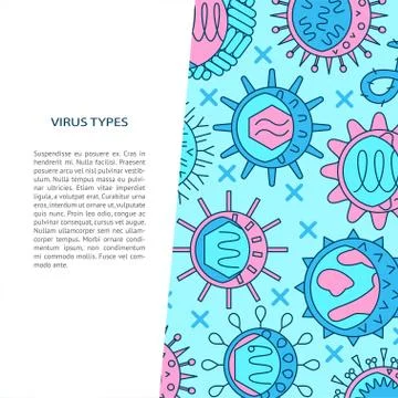 Virus types banner in colored line style Stock Illustration