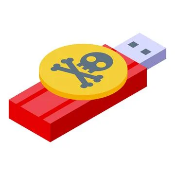 Virus usb flash icon isometric vector. Data security Illustrazione stock