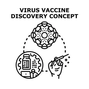 Virus vaccine research development and discovery concept Stock Illustration