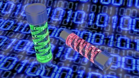 Virus veals on binary code cybersecurity concept Stock Illustration