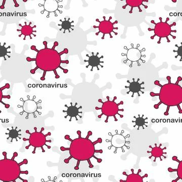 Virus Vector background. Red, dark grey, light grey signs with name on white Stock Illustration