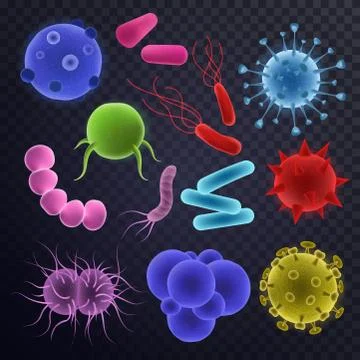 Virus vector bacterial infection virus-like illness illustration virulent set of Stock Illustration
