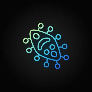 Virus vector blue microbiology concept outline icon Stock Illustration