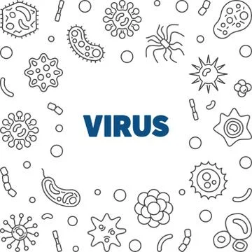 Virus vector concept frame made with viruses outline icons Stock Illustration