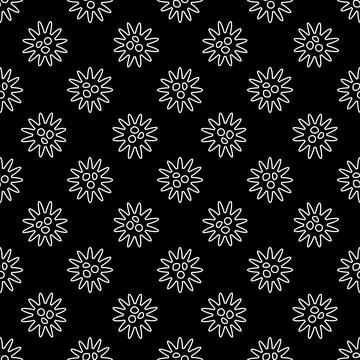 Virus vector concept minimal dark linear seamless pattern Stock Illustration