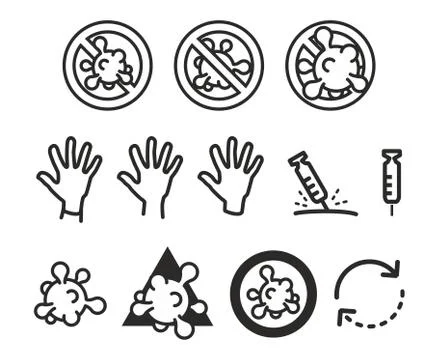 Virus vector icon set isolated on white background. Covid-19 Coronavirus concept Stock Illustration