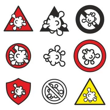 Virus vector icon set isolated on white background. Covid-19 Coronavirus danger Stock Illustration