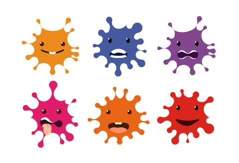 Virus vector icons set. Bacteria logos template. Microscopic infection Stock Illustration
