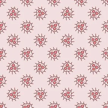 Virus vector Parasite concept thin line creative red seamless pattern Illustrazione stock