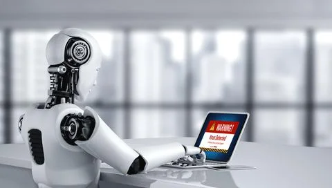 Virus warning alert on computer screen detected modish cyber threat Illustrazione stock