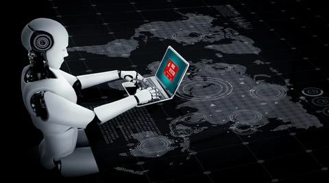 Virus warning alert on computer screen detected modish cyber threat Illustrazione stock