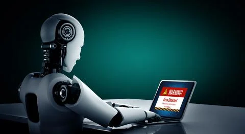 Virus warning alert on computer screen detected modish cyber threat Illustrazione stock