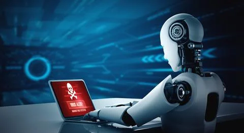 Virus warning alert on computer screen detected modish cyber threat Illustrazione stock