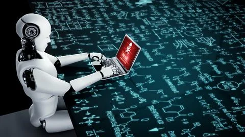 Virus warning alert on computer screen detected modish cyber threat Illustrazione stock