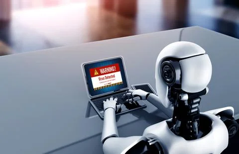 Virus warning alert on computer screen detected modish cyber threat Illustrazione stock