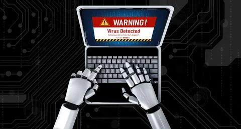 Virus warning alert on computer screen detected modish cyber threat Illustrazione stock