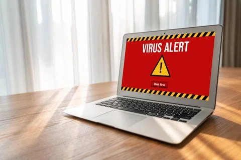 Virus warning alert on computer screen detected modish cyber threat 写真素材