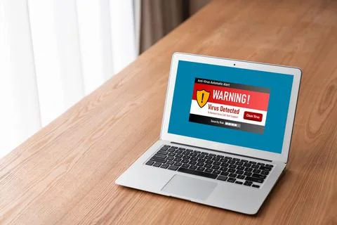 Virus warning alert on computer screen detected modish cyber threat 写真素材