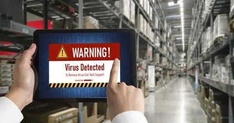 Virus warning alert on computer screen detected modish cyber threat 写真素材