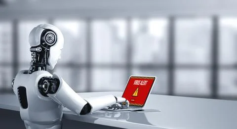 Virus warning alert on computer screen detected modish cyber threat Stockfoto's