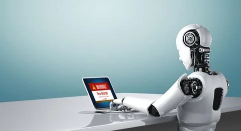 Virus warning alert on computer screen detected modish cyber threat 库存照片