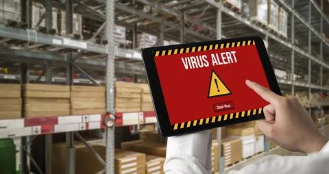Virus warning alert on computer screen detected modish cyber threat 写真素材