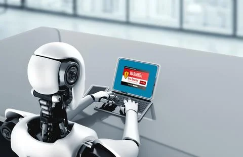 Virus warning alert on computer screen detected modish cyber threat Foto stock