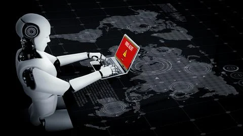 Virus warning alert on computer screen detected modish cyber threat 库存照片