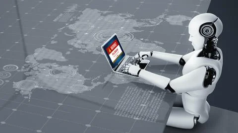 Virus warning alert on computer screen detected modish cyber threat Stockfoto's