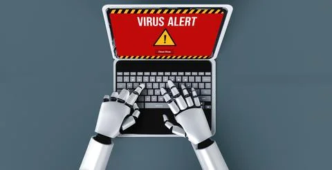 Virus warning alert on computer screen detected modish cyber threat 写真素材